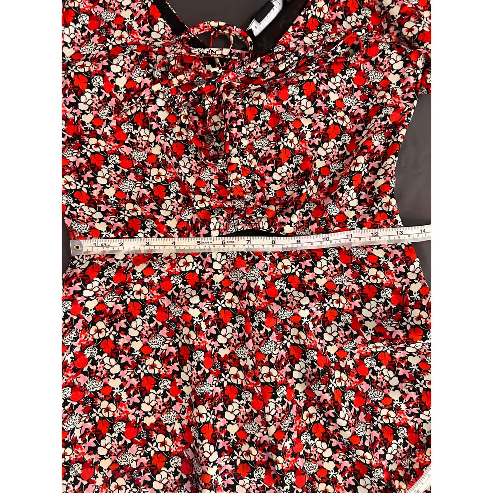 NWT Sanctuary Floral Print Maxi Dress Red Black White V Neck Long Sleeve Size 2 - Picture 4 of 8